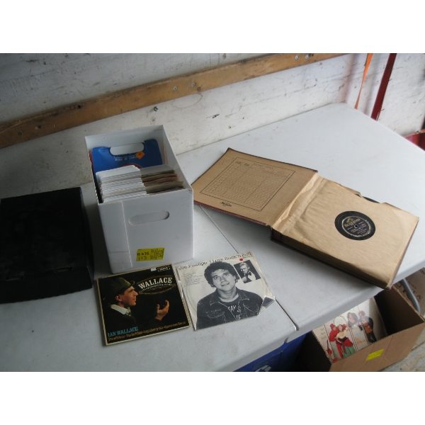 BOX OF 45 RECORDS & BOOK OF RECORDS