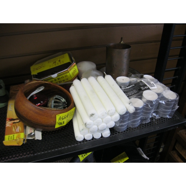 CANDLES, TEA LIGHTS, SANDAL WOOD INCENSE, ETC.