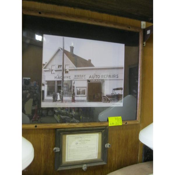 FRAMED PHOTOGRAPH OF OLD GARAGE TAKEN BY FRANK DUNCAN