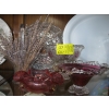 Image 1 : 5 PIECES OF ASST. RUBY GLASS DISHES - PLATE, VASE, ETC.