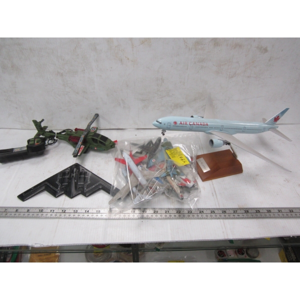 ASST. DIECAST AIRPLANES, LG. AIR CANADA PLANE, HELICOPTER, ETC.