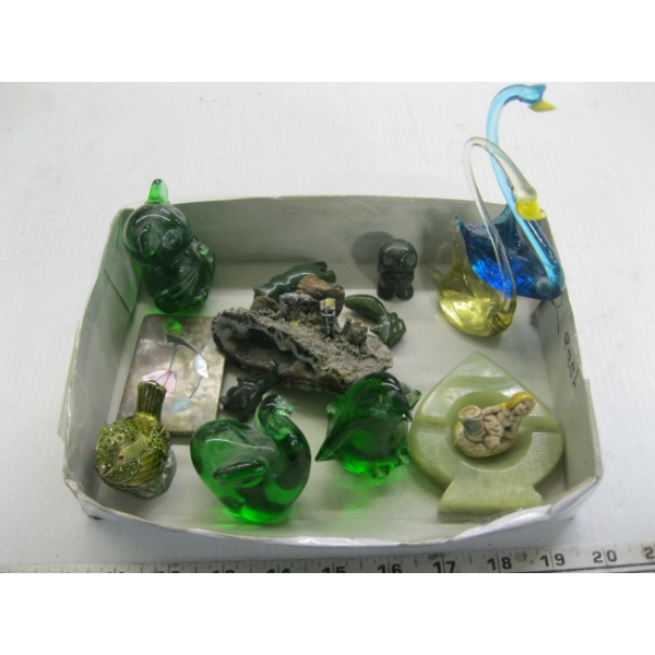 MISC. SMALL GLASS FIGURINES, ETC.
