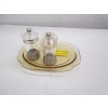 Image 1 : YELLOW GLASS TRAY W/SALT & PEPPER GRINDERS