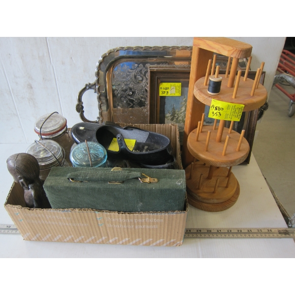 MISC. JARS, DÉCOR, TRAY, PICTURE, THREAD SPOOL