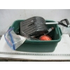 Image 1 : BIN OF MISC: PORTABLE SHOVEL, WEED EATER LINE, FLASHLIGHTS,, ETC.
