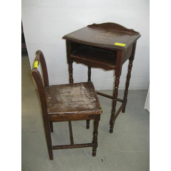 ANTIQUE TELEPHONE TABLE W/CHAIR