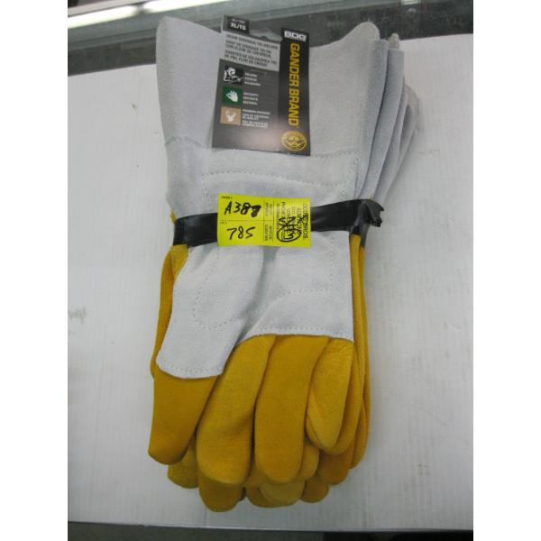 3 PAIR OF GANDER BRAND XL LEATHER WELDING GLOVES