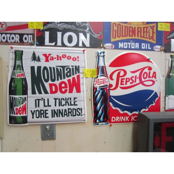 MOUNTAIN DEW & PEPSI COLA SIGN