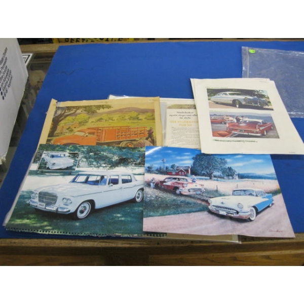 STUDEBAKER & CAR OLD ADVERTISING PICTURES, ETC.