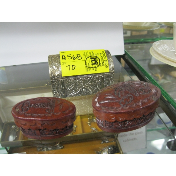 3 SMALL LIDDED CONTAINERS