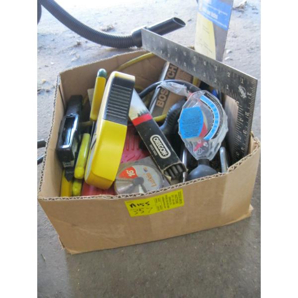 MISC. CHAINSAW FILES, STUD FINDER, STAPLER, ETC.