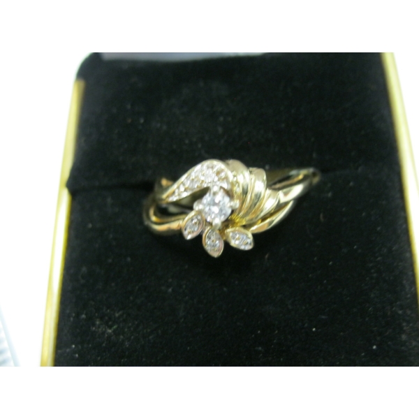 2 PIECE GOLD W/DIAMOND RING, SZ 5 1/2