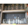 Image 1 : 2 SHELVES OF GLASS BOTTLES - LINIMENT, KERR CANNING JARS, ETC.