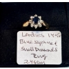 Image 1 : LADIES 14KT BLUE SAPPHIRE & SMALL DIAMONDS RING - 2.4G - SZ 4 1/2