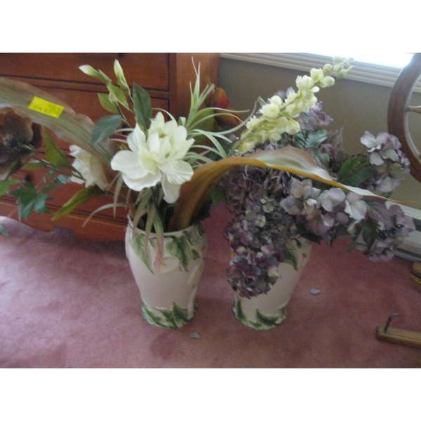 PAIR OF VASES W/ARTIFICIAL FLOWERS
