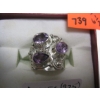 Image 3 : LADIES .925 SILVER RING W/AMETHYST STONES, 7G - SZ 6.5