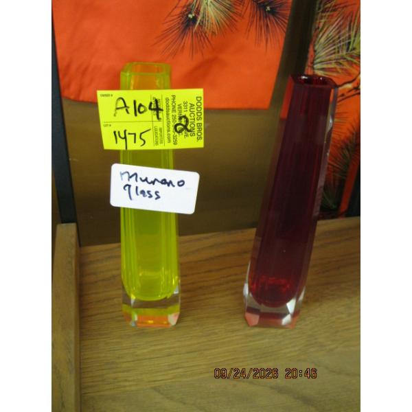 2 MCM MURANO GLASS VASES