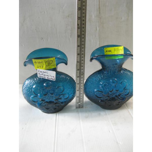 PAIR OF EMPOLI ANTIQUA LINE WAYNE HUSTED BLUE VASES