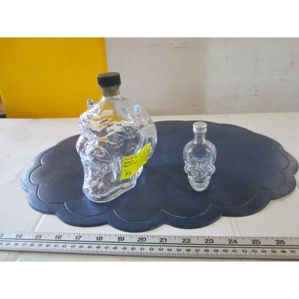 2 GLASS SKULL BOTTLES