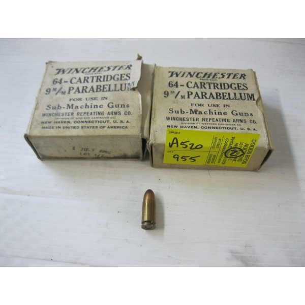 2 BOXES OF WINCHESTER 9MM  PARABELLUM|2X64 CARTRIDGES