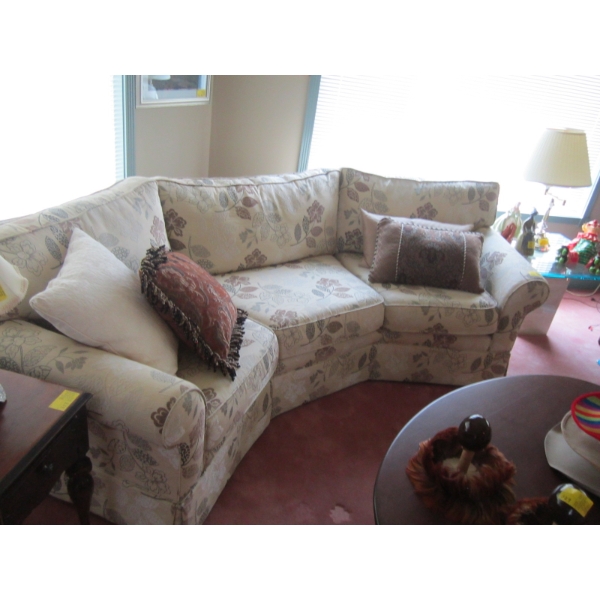 3 SEAT CURVED SOFA & 2 MATCHING WINGBACK CHAIRS