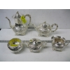 Image 1 : 5 PIECE SET OF EARLY FRIEDMAN SILVER CO. HAND CHASED COFFEE/TEA POTS, CREAM, SUGAR & SLOP BOWL
