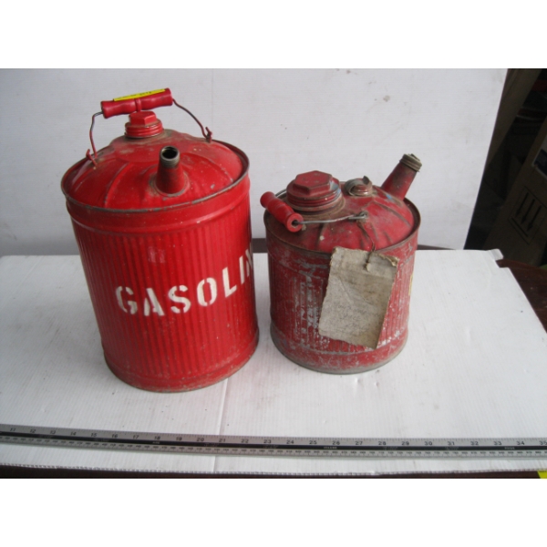 2 VINTAGE RED GAS CANS