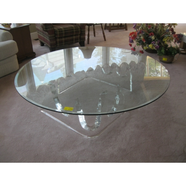 LG. ROUND GLASS BASE & TOP COFFEE TABLE