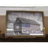 Image 1 : LG. FRAMED PRINT OF BARN W/AMERICAN FLAG