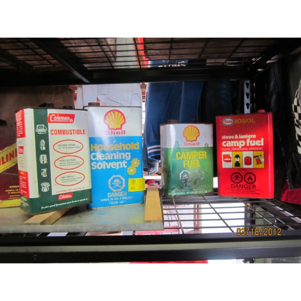 4 TINS - SHELL, COLEMAN, ESSO