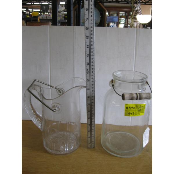 1 MILK JAR & 1 PITCHER W/HANDLE