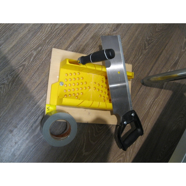 MITER BOX W/SAW, SCREWDRIVER & DUCT TAPE