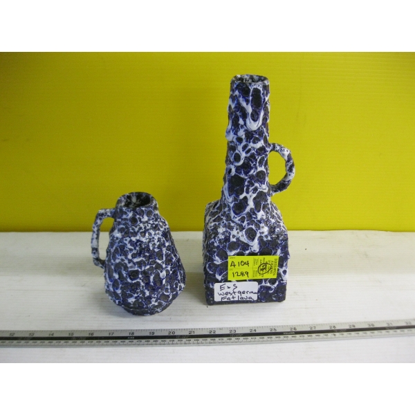 2 MCM E&S WEST GERMAN FAT LAVA VASES