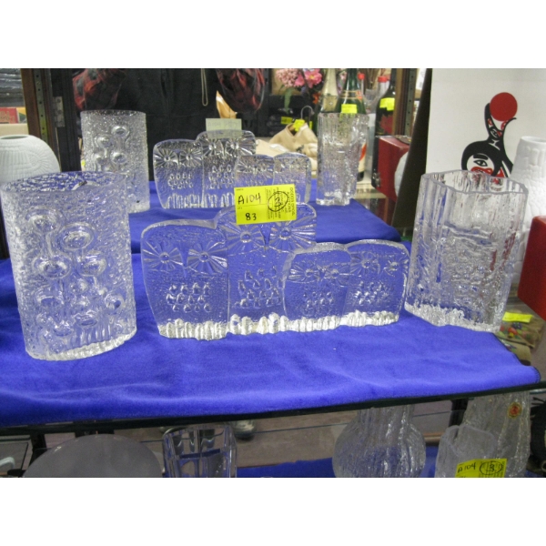 2 TAPIO WIRKKLA VASES & CHALET GLASS OWLS
