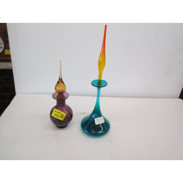 2 BLENKO GLASS VASES W/LIDS