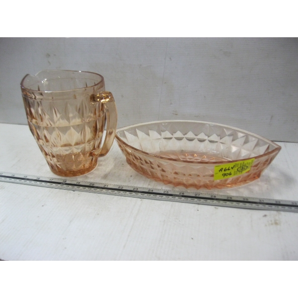 2 PIECES OF PINK DEPRESSION GLASS