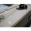 Image 4 : 4 DOOR WOOD, GLASS & MARBLE LOOK TOP SIDEBOARD