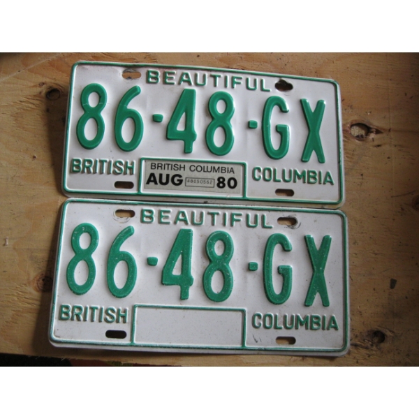 PAIR OF BC LICENCE PLATES