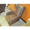 Image 2 : LG. UPHOLSTERED TUFT BACK WINGBACK CHAIR