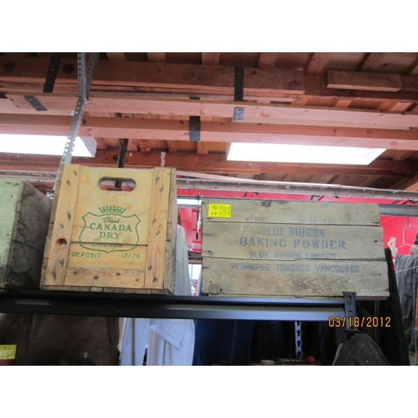 2 WOODEN CRATES - CANADA DRY & BLUE RIBBON BAKING POWDER