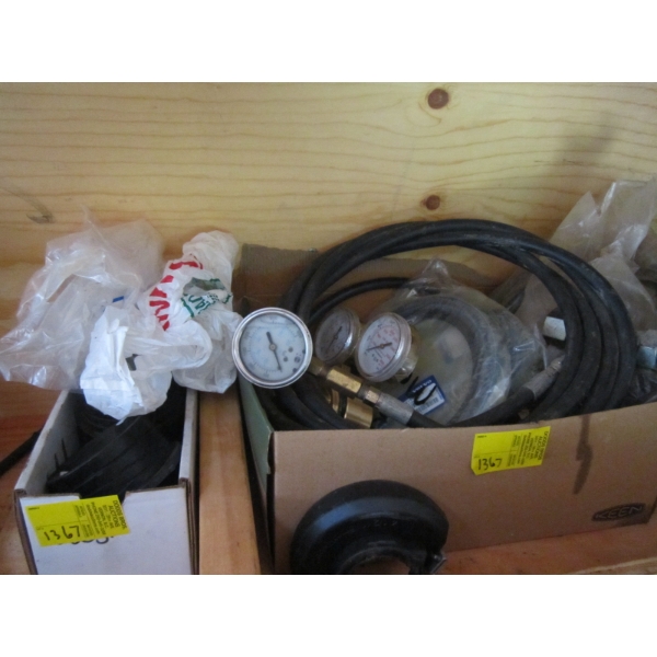 BOX W/PROPANE FITTINGS, HYDRAULIC HOSES, ETC.