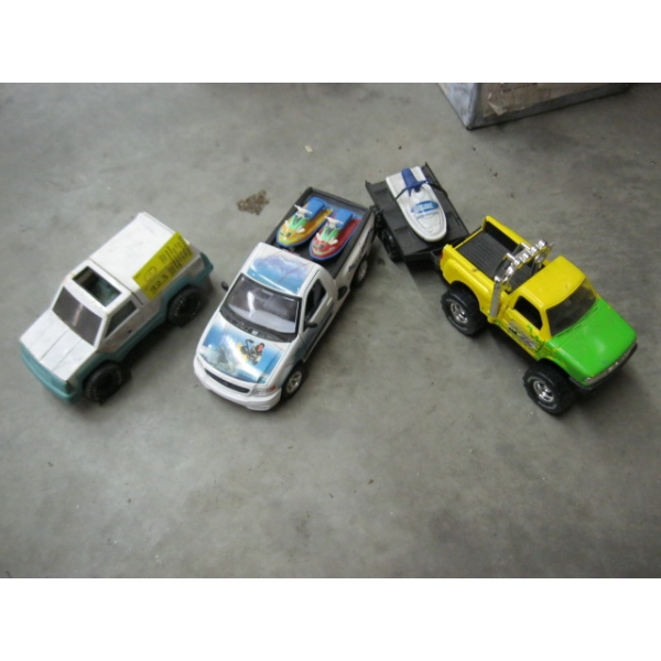 3 TRUCKS & TRAILER W/JET SKI