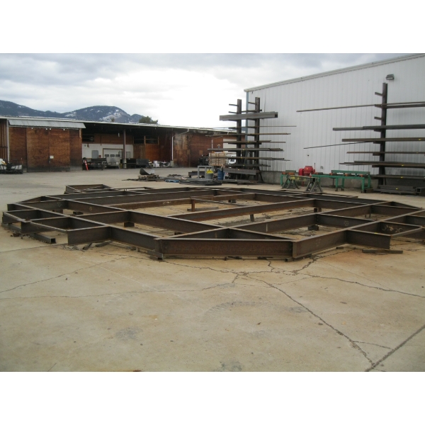 LG. METAL OCTAGON PIECE IN MIDDLE OF YARD - SOME BOLTED, SOME WELDED