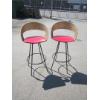 Image 1 : 2 RED W/WICKER BACK BAR STOOLS - SWIVEL