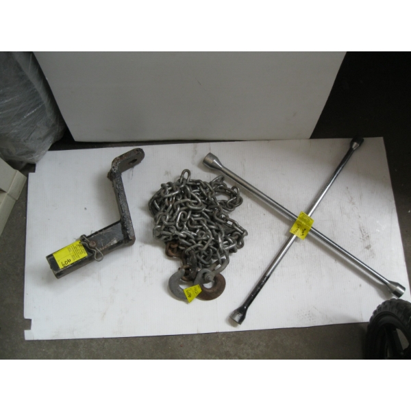 TRAILER HITCH, CHAIN & WHEEL WRENCH