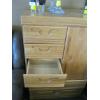 Image 8 : OAK BEDROOM SUITE - MIRRORED DRESSER, HIGHBOY CHEST OF DRAWERS, HEADBOARD & 2 DRAWER NIGHTSTAND