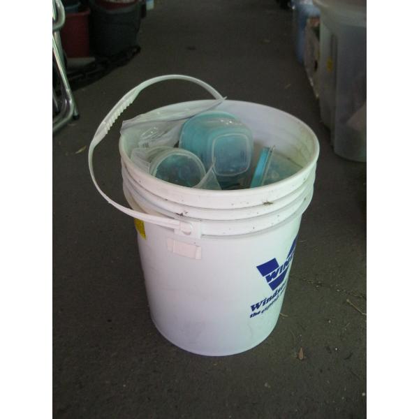 LG. PAIL OF DECORATIVE STONES