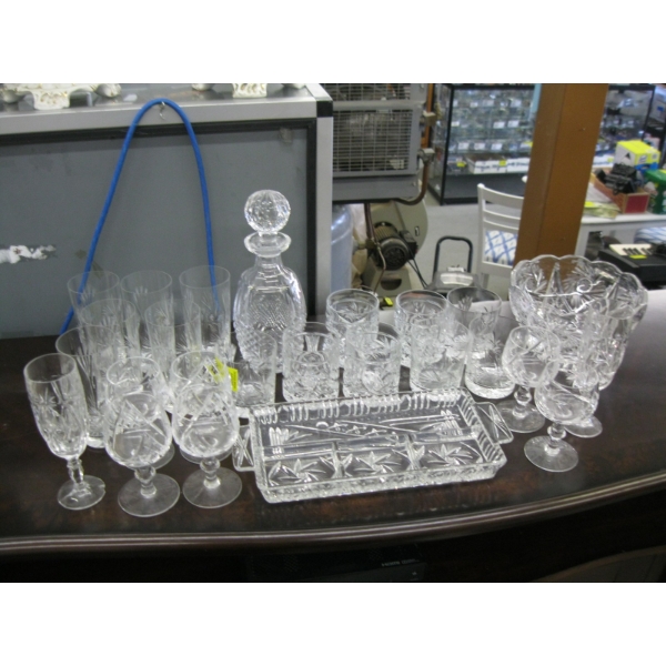 ASST. CRYSTAL GLASSWARE, DECANTER, ETC.