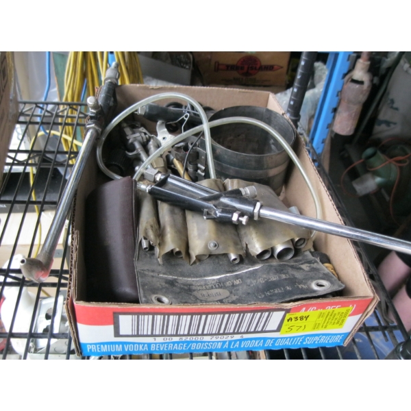BOX OF MISC. HOLE PUNCHES, SPRAYER WANDS, AIR FITTINGS, ETC.
