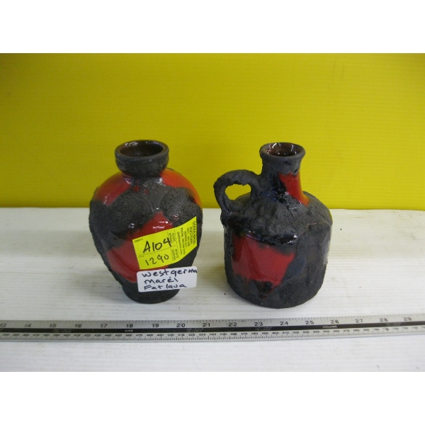 2 WEST GERMAN MAREI FAT LAVA VASES